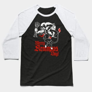 Happy Krampusnacht Krampus Old 30s Cartoon style Baseball T-Shirt